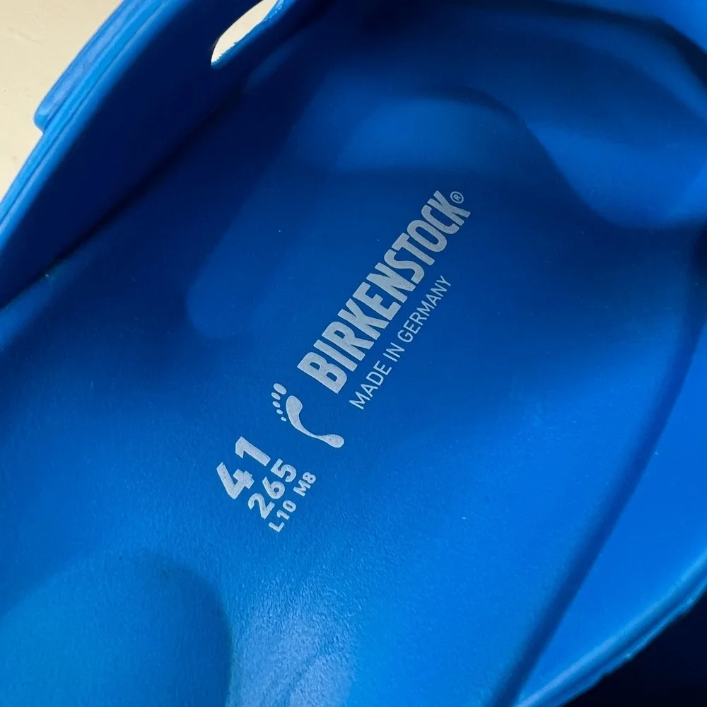 Birkenstock EVA Blue Rubber Arizona Slides Sandals Size EU 41 US L10 M8 Narrow